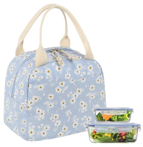 YILANJIN Bolsa Almuerzo Trabajo Mujer, Bolsa Termica Porta Alimentos Pequeña, Bolsa Térmica Comida Pequeña, Bolsa de Almuerzo Pequeña, Bolsa Porta Alimentos para Escuela/Oficina/Picnic/Playa