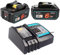 2PCS 18V 6Ah BL1860B Replacement for Makita 18V Battery + 3A DC18RC Charger Compatible with Makita Battery 14.4V-18V BL1830 BL1830B BL1840 BL1840B BL1850 BL1860 BL1845 and DC18RD DC18SF DC18RF Charger