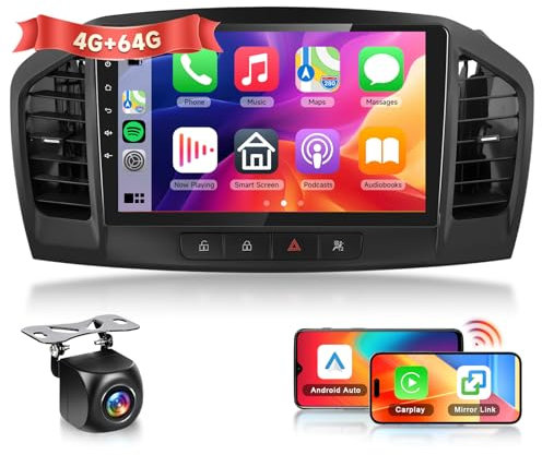 【4+64G】 Hodozzy Carplay Autoradio für Opel Insignia 2008-2013/Buick Regal 2009-2013 Android Autoradio mit Navi,9 Zoll Touchscreen mit Android Auto/WiFi/GPS/RDS/FM/Bluetooth 5.0/USB