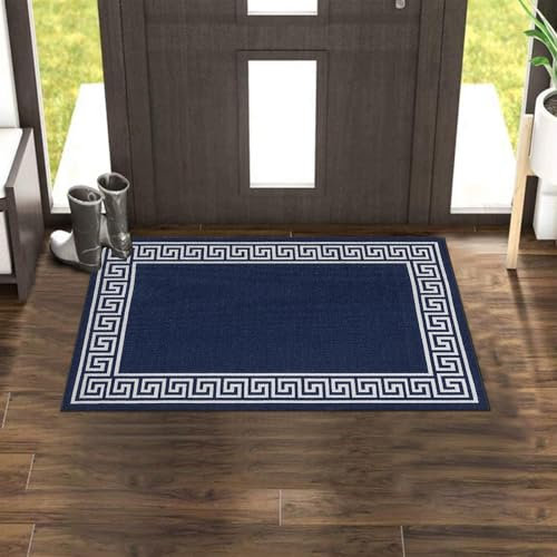 renoazul® Carpet Runners For Hallways Anti Slip Mat With Modern Design, 66 x 120 cm - Navy - Greeky Dirt Trapper Large Door Mats Indoor Kitchen Rug and Floor Mat