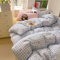 Covebett Housse de Couette 220x240 à Carreaux Vichy Bleu Nœud Papillon Romantique Parure de Lit Ado Adulte 2 Personnes Microfibre Linge de lit avec Fermeture Éclair et 2 Taies d'oreiller 65x65cm