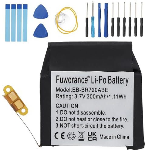 Fuworance 300mAh 3.7V EB-BR720ABE Batterie de remplacement compatible avec Samsung Galaxy Gear S2 Classic SM R732, R732A, R732T, R732V, R732VZKAVZW R7320WDAXAR R7320ZDAXARR720V, R720S, R720T