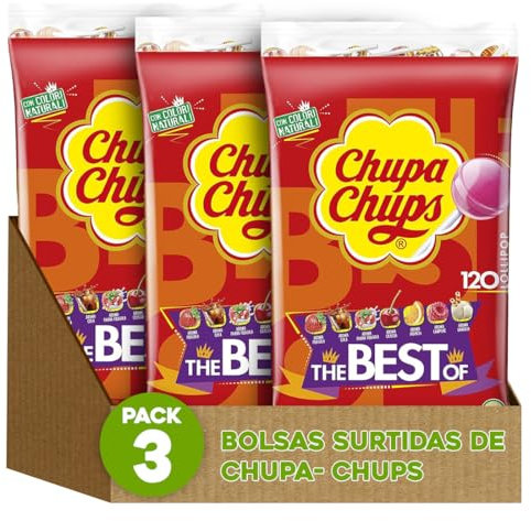 PACK ChupaChups Original Caramelo con Palo - de Sabores Variados - Pack 3 Bolsas de 120 unidades
