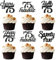 Sotpot 30 Pack 75th Birthday Cupcake Toppers Hello 75 Cheers to 75 Years Cupcake Picks for 75th Birthday Anniversary Party Cake Decorations Black Glitter