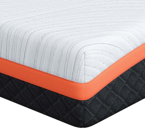 vidaXL Gel-Infused Schaumstoffmatratze Mittel Fest Weiß und Grau 180 x 200 cm 100% Polyester Modernes Schlafzimmer Bett Kühlend Für Winter und Frühling Keine Montage nötig Temperaturregulierend Memory