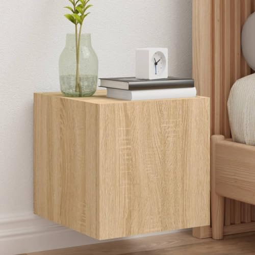 HaoChrymec TV-Wandschrank aus Holz mit RGB-LED-Beleuchtung, 2 STK., TV Lowboard Hängend, TV Schrank, Für Wohnzimmer, Fernseher Schrank, Sideboard Wohnzimmer, Sonoma-Eiche, 30.5 x 35 x 30 cm