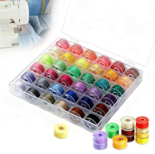 36 x Lattina filo macchina da cucire, colori fili di lattina per macchina da cucire, compatibile con Babylock Brother Janome Singer Kenmore Macchina con scatola di immagazzinaggio