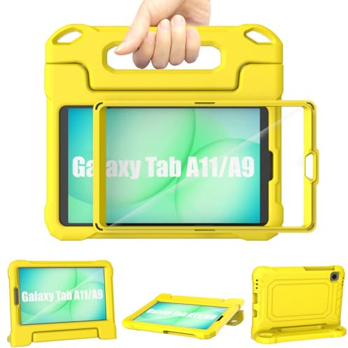 TrendGate Kids Case for Samsung Galaxy Tab A11/A9 8.7 inch 2025/2023-Yellow | Lightweight, Shockproof, Soft, EVA, Dual Angle Handle Stand, Screen Protector, Drop Protection, Kid-proof, A7 Lite 8.7'' 2021