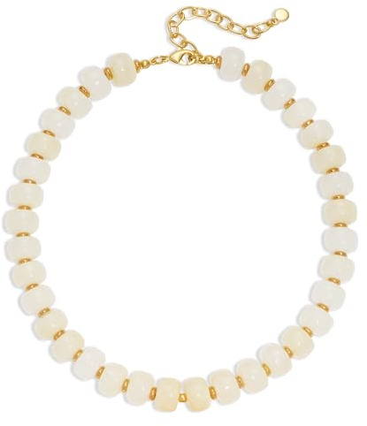 LILIE&WHITE Mothers Day Gifts for Mom Daughter White Resin Chunky Beaded Necklace for Women Minimalistic Beaded Choker Necklace Modern Statement Necklace Jewelry Accessories