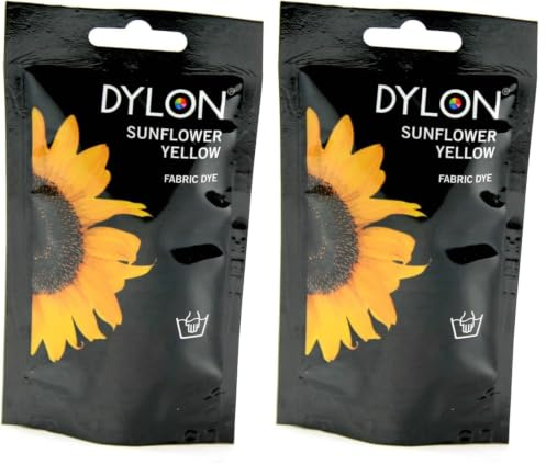 DYLON Hand Dye, Fabric Dye Sachet for Clothes, Soft Furnishings and Projects, 50 g - Sunflower Yellow (Pack of 2)