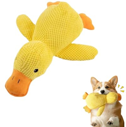 Mtbricey Ente Hundespielzeug Plüsch Interaktives Hundespielzeug Weiches Quietschspielzeug Hund Kuscheltier Kleine Gelbe Enten Dog Beruhigende Hunde Soundspielzeug für Kleine Mittlere Hunde (Klein)