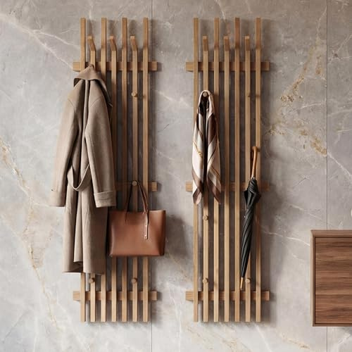 MCA 2er-Sets Garderobenpaneel HWC-P57 Massiv-Holz 135x40cm Eiche