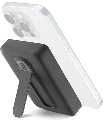 Cellularline Power Bank 10.000 mAh Qi2 15W con Stand Integrato e USB-C 20W – Soft-Touch, Mag Stand - Nero