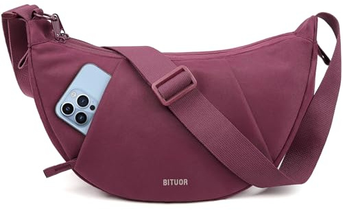 Umhängetasche Damen Anti-Diebstahl Halbmond Tasche Halbrunde Schultertasche | Anti-Diebstahl,2 große Fächer
