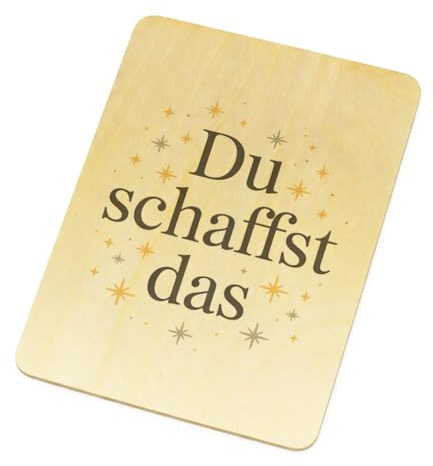 speecheese Du schaffst das Postkarte aus Holz Motivationskarte aus Holz für Ermutigung & Unterstützung
