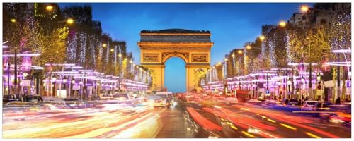 Wallario Küchenrückwand selbstklebend 115 x 50 cm, Motiv: Arc de Triomphe in Paris bei Nacht | Spritzschutz abwischbar & pflegeleicht