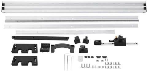 Table Saw Fence Set, Aluminum Alloy Table Saw Fence with Fine Adjustment Knob, 800mm or 1000mm Precision Guide for Flip - Chip Circular Saw, Includes Push Handle and (1000mm Electric Circular Saw