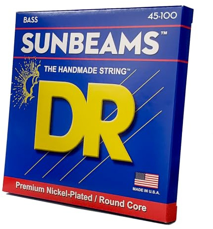 DR Strings Sunbeam NMLR-45 – E-Bass Light to Medium 45-100 | Round Core, Warmer Klang, Hohe Flexibilitaet, Natuerliche Dynamik, Made in USA
