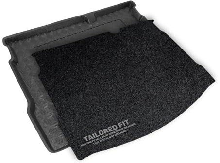 Tailored for Kia Sorento 7 Seater SUV (2015-2019) Models with the 3rd row folded PVC Boot Liner/Mat/Tray + Black Anti Slip Carpet Insert [REZ-100744]