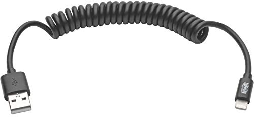Tripp Lite Apple MFI Certified 4-Feet Lightning to USB Coiled Cable Sync Charge iPhone/iPod/iPad - Black (M100-004COIL-BK)