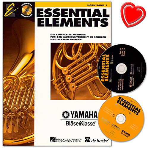 Essential Elements Band 1 für Horn mit 2 CDs - Die komplette Methode für den Musikunterricht in Schulen und Blasorchestern - mit bunter herzförmiger Notenklammer