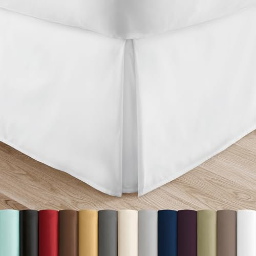 Linen Market Cache-sommier en Microfibre, Facile à Installer, Chute de 36 cm, résistant au rétrécissement et à la décoloration, décoration de Chambre (lit King Size, Blanc)