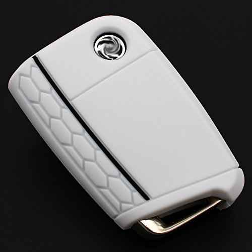 Finest Folia Schlüssel Hülle VB für 3 Tasten Auto Schlüssel Silikon Cover Schlüsselhülle Etui Schutzhülle (Weiß Schwarz)