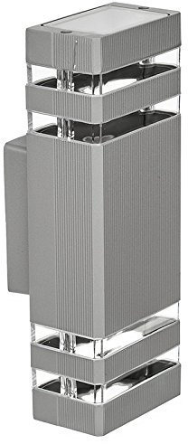 LumenTEC LED Aussenleuchte, 2-flammig LED Außenwandleuchte Silber, IP44 (Silber 9112)