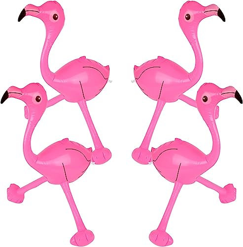 Inflatable Blow Up Pink Flamingo Hen Do Stag Hawaiian Tropical Summer Luau Fancy Dress Party Decoration, 3pc