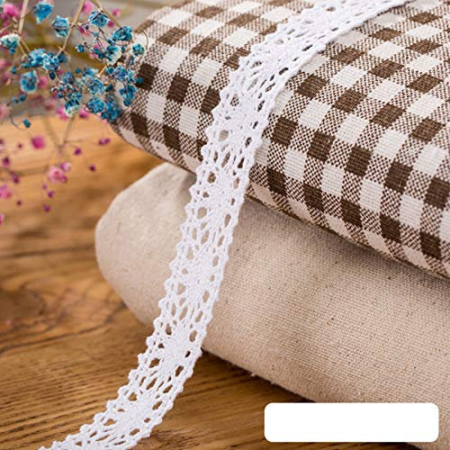 DAHI Spitzenband weiss 26 Meter Baumwolle Dekoband -2cm Vintage Spitzenborte Häkel-Borte für Basteln Nähen Hochzeit Deko Scrapbooking Geschenkbox (weiss-B)