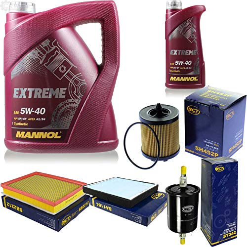 Filter Set Inspektionspaket 6 Liter MANNOL Motoröl Extreme 5W-40 API SN/CF SCT Germany Innenraumfilter Luftfilter Ölfilter Kraftstofffilter