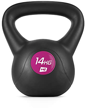 Hop-Sport Kettlebell 4–20 kg | Vinyl-Kugelhantel | Schwunghantel aus Kunststoff, ergonomischer Griff – Training & Fitness für Zuhause, Damen & Herren (14kg)