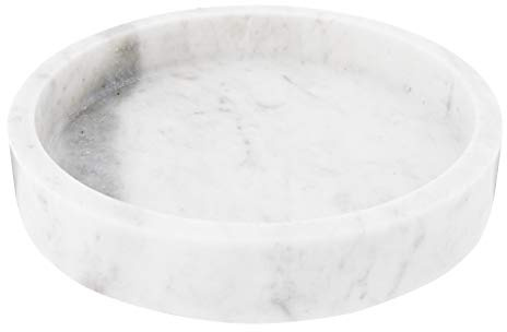 Creative Co-Op Minimalistisches, rundes geschnitztes Marmortablett oder Charcuterie-Brett, Weiß, 20,3 cm