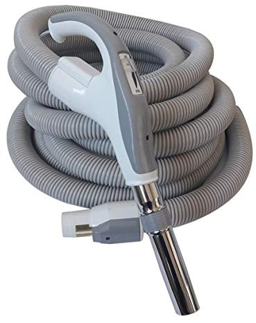 Zentralstaubsauger Schlauch mit Ein/Ausschalter und drehbarem Schlauchgriff, Anschluss für Zubehör 32 mm, Anschluss Saugdose 37 mm, Saugschlauch für viele Marken und Hersteller geeignet Größe 12m