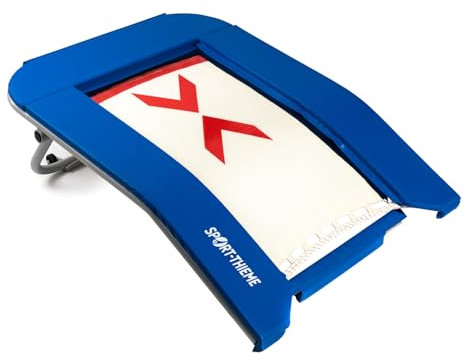 Sport-Thieme Booster Board ST | Höhenverstellbares Sprungbrett mit optimaler Standstabilität und Absprungdynamik | Trampolintuch | Blau | 26–32 cm Höhe | 135x100 cm | bis 90 kg