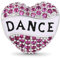 GNOCE Herz Charm Perle aus 925 Sterling Silber mit Lila Zirkonia Begeisterte Show Charms mit Dance Gravur Passt Alle Armbänder und Halsketten Geschenk für Tänzer