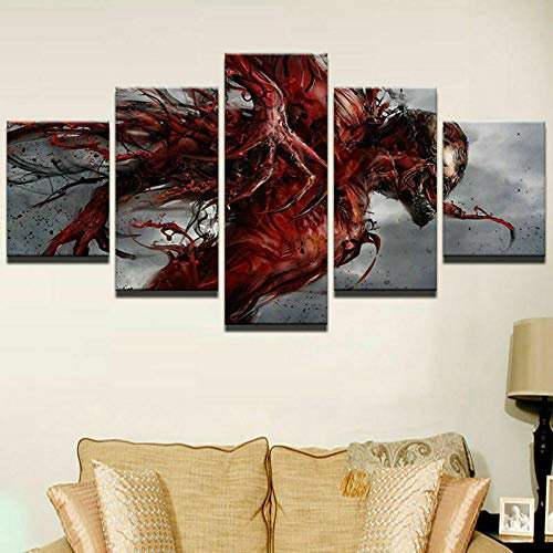 YUANJUN Puzzle 5 TLG Kunstdruck Modern Wandbilder Design Tapete Eingerahmt Bilder Drucke Leinwand Wandkunst Wohnkultur Gem?Lde Poster Mehrteilig XXL Filmfigur Spidermans Venom