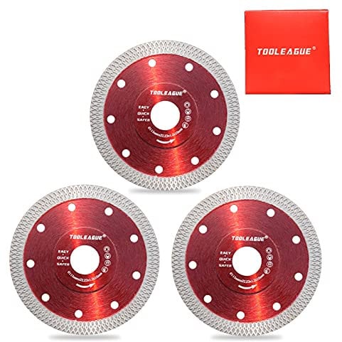 TOOLEAGUE Ceramic Tile Cutter Blade, 3 Pcs, 115mm, 1.2mm Thick, Compatible with Porcelain, Ceramic, Granite, Marble, Brick, Slate, Cement