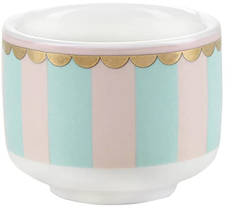 Miss Etoile Eierbecher Stipes Eierhalter Eier-Becher Eier-Halter Porzellan Streifen Blau Rosa Goldrand