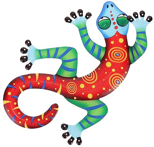 YARNOW 1Pcs Metall Gecko Wanddekoration Gecko Wandskulptur 3D Wanddeko Wandkunst Wandschmuck Gartendeko Eisenkunst Hängende Dekoration für Garten Wohnzimmer