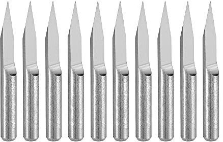 sourcing map 10 Stück VHM Gravierfräser Klingenwinkel 45 Grad, Griffdurchmesser 3.175 mm, Klingendurchmesser 0.2 mm CNC Fasenfräser für PCB, MDF, ABS, PVC, Holz, Sperrholz
