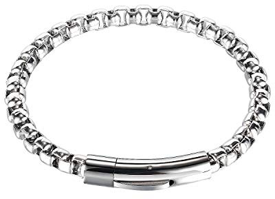 GILIEYER Bracciali Uomo Acciaio Inox, Bracciale a Catena Cubana Cordolo Bracciale a Catena in Acciaio Inossidabile Modello Scatola 6 mm Placcato Oro/Argento/Nero per Gioielli Uomo Donna