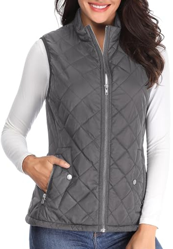 MISS MOLY sans Manche Gilet Femme Ultra Légère Veste Manteau Parka Blouson Zippée Hiver XL Gris foncé 46-48