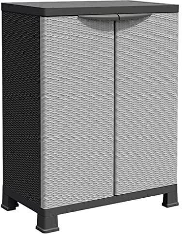 vidaXL Kunststoffschrank Haushaltsschrank Schrank Gartenschrank Balkonschrank Beistellschrank Putzmittelschrank Werkstattschrank 68x39x92cm Rattan-Design