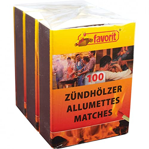 Alschu 6 x 100er Packungen - 600 Streichhölzer 5,5cm Favorit für Grill/Kerzen/Kamin Streichholzschachteln