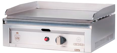 Romux® Plancha Industrial de Acero Inoxidable a Gas 50 cm Sobremesa Grosor de la Placa 4 mm para un Rápido Calentamiento con Termopar CE | Potencia 3 kW | Bares y Restaurantes