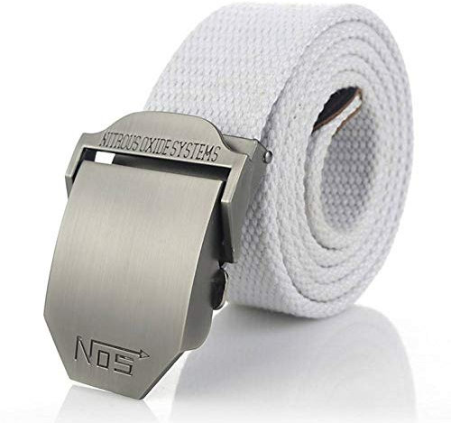 Canvas Belt Stoffgürtel,Arrow Nos Text Simple White Pattern Art Adjustable Cut to Fit Golf Belt Flip Top Buckle Metal Jeans for Men Bund Army Military Tactical Male Jeans Chinos Weekday Suits,Bi