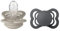 BIBS Supreme Schnuller 2er-Pack, BPA-frei, Symmetrischer Nippel. Silikon, Hergestellt in Dänemark. 6-18 Monate (2er Pack), Sand/Iron