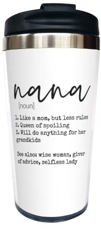 Yipaidel Nana Definition Reise-Kaffeetasse Lustige Geschenke für Frauen Männer Schwester Freund Geburtstag 370 ml mit Klappdeckel Edelstahl Vakuumisolierte Wasserflasche Tumbler Becher