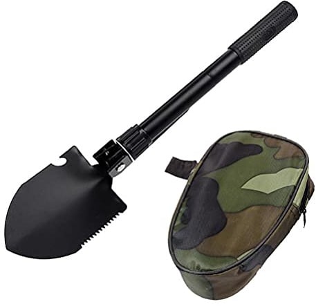 RiToEasysports Camping Shovel, Multifunctional Engineer Shovel Folding Trench Shovel Carbon Steel Camping Spade with Storage Bag Children S Spade for Survival Activities (black)